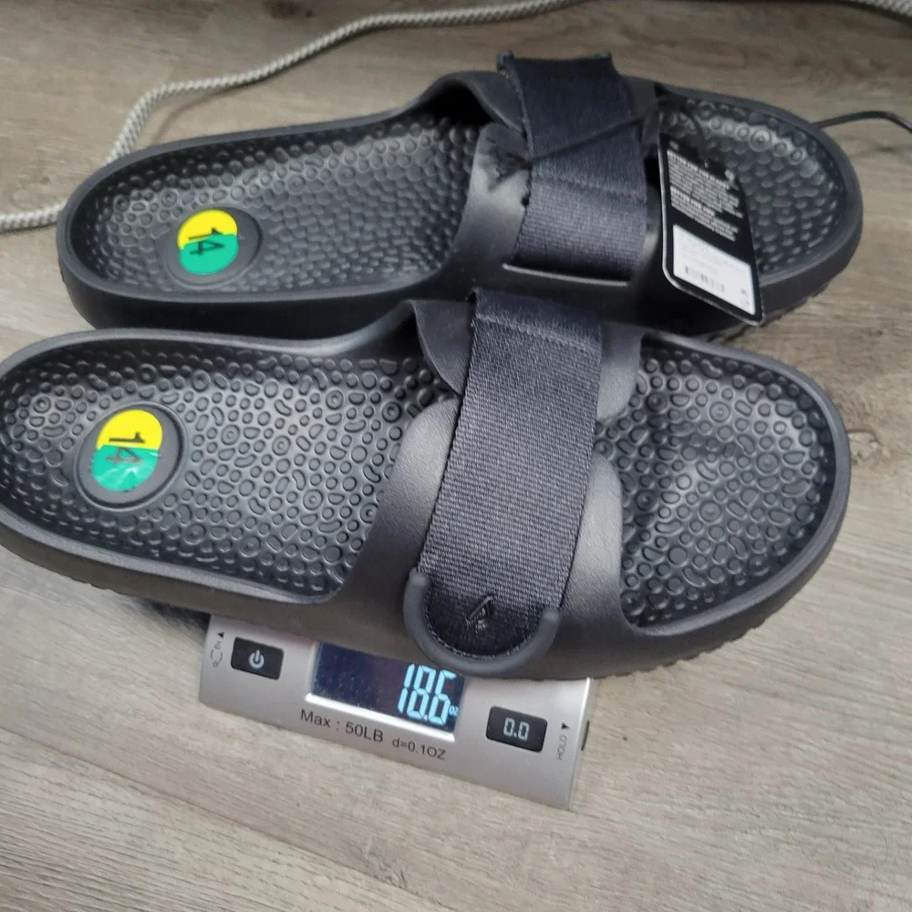 Allbirds Sugar Slider Mens Size 14 Black Sustainable SweetFoam Adjustable‎ Strap